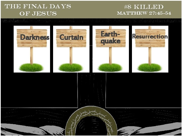 THE FINAL DAYS OF JESUS Darkness Curtain #8 Killed Matthew 27: 45 -54 Earthquake