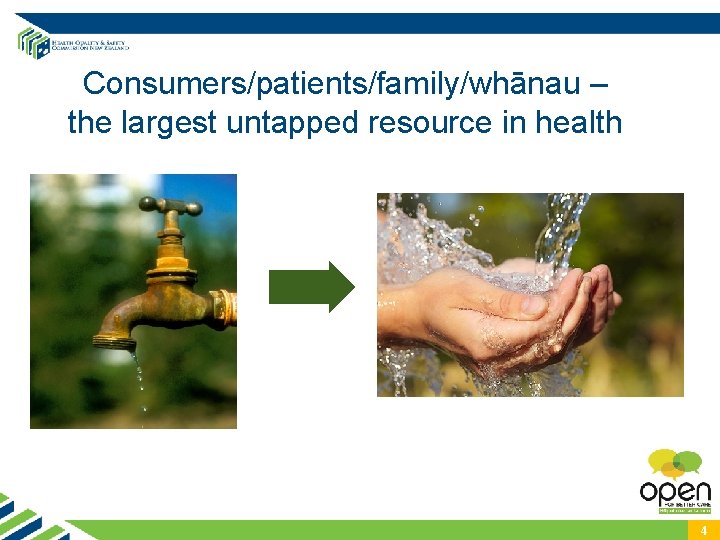 Consumers/patients/family/whānau – the largest untapped resource in health 4 