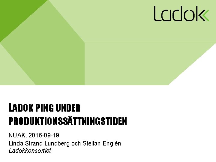 LADOK PING UNDER PRODUKTIONSSÄTTNINGSTIDEN NUAK, 2016 -09 -19 Linda Strand Lundberg och Stellan Englén