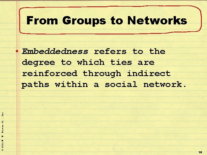 From Groups to Networks © 2011 W. W. Norton Co. , Inc. • Embeddedness