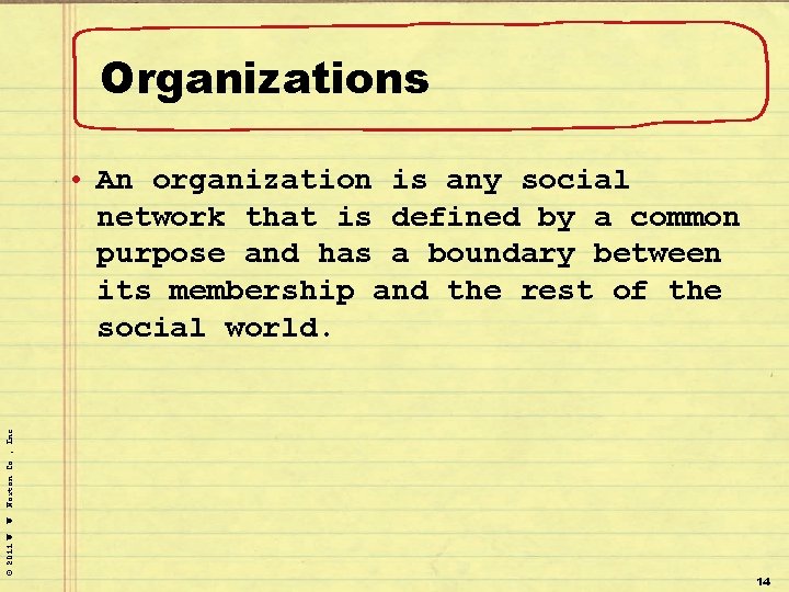 Organizations © 2011 W. W. Norton Co. , Inc. • An organization is any