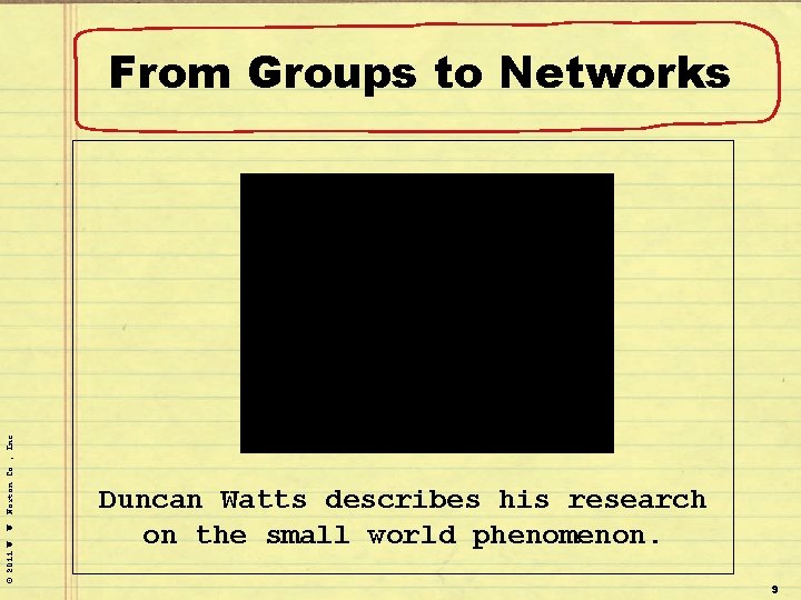 From Groups to Networks © 2011 W. W. Norton Co. , Inc. Interview, Duncan