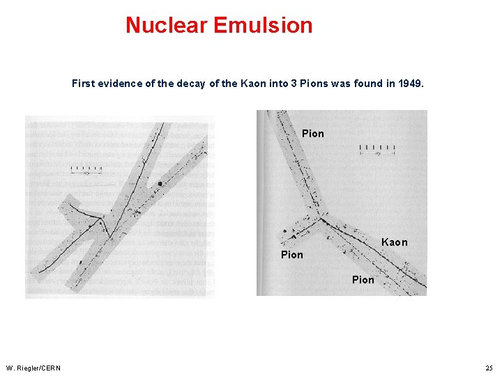 Nuclear Emulsion First evidence of the decay of the Kaon into 3 Pions was