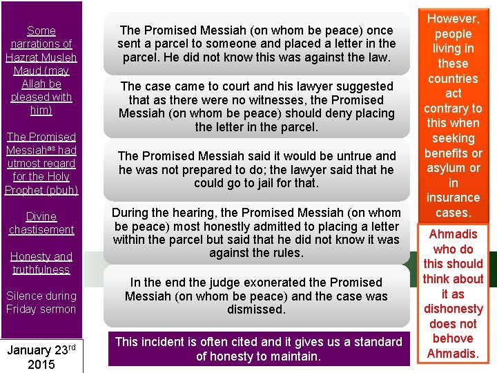 Some narrations of Hazrat Musleh Maud (may Allah be pleased with him) The Promised