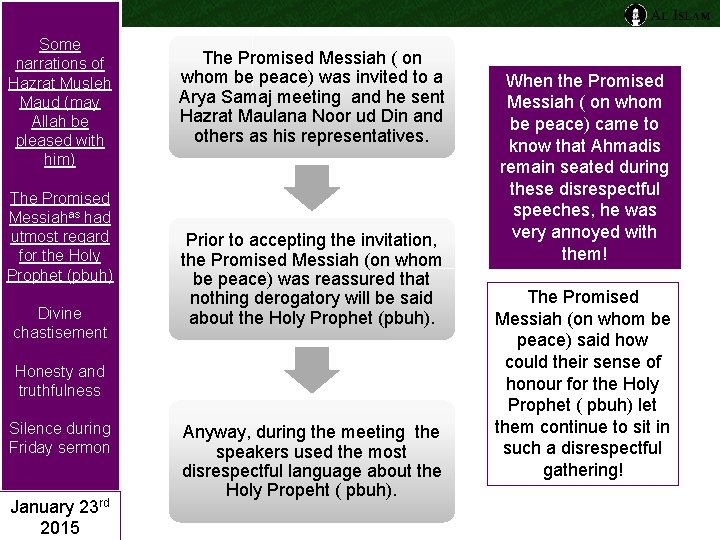 Some narrations of Hazrat Musleh Maud (may Allah be pleased with him) The Promised