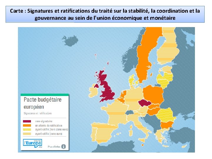 Carte : Signatures et ratifications du traité sur la stabilité, la coordination et la