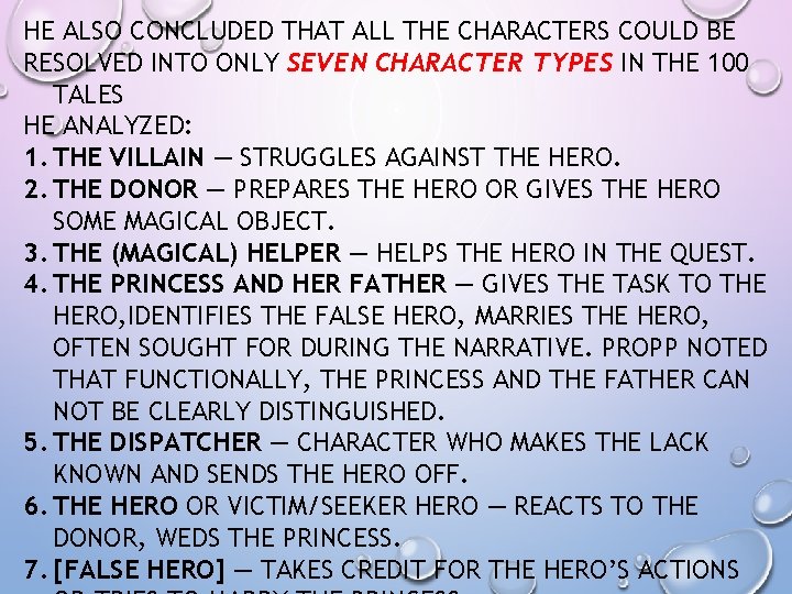 HE ALSO CONCLUDED THAT ALL THE CHARACTERS COULD BE RESOLVED INTO ONLY SEVEN CHARACTER