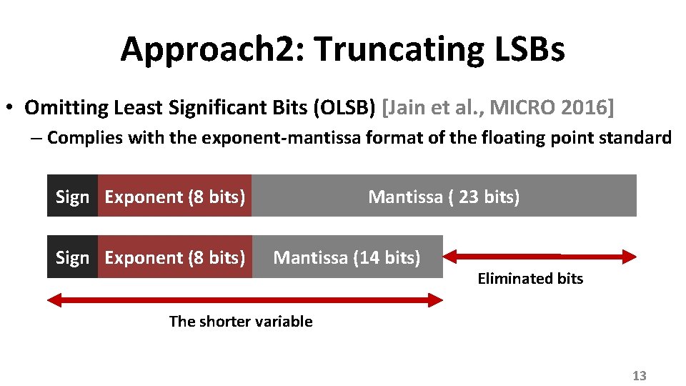 Approach 2: Truncating LSBs • Omitting Least Significant Bits (OLSB) [Jain et al. ,