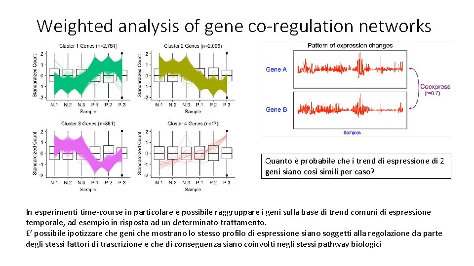 Weighted analysis of gene co-regulation networks Quanto è probabile che i trend di espressione