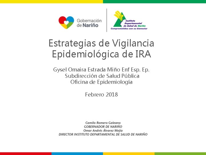 Estrategias de Vigilancia Epidemiológica de IRA Gysel Omaira Estrada Miño Enf Esp. Ep. Subdirección