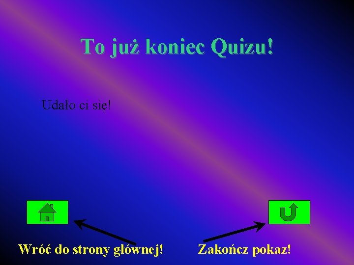 To już koniec Quizu! Udało ci się! Wróć do strony głównej! Zakończ pokaz! 