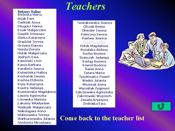 Bednarz Halina Teachers Come back to the teacher list 