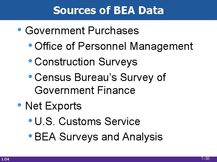 Sources of BEA Data • Government Purchases • Office of Personnel Management • Construction