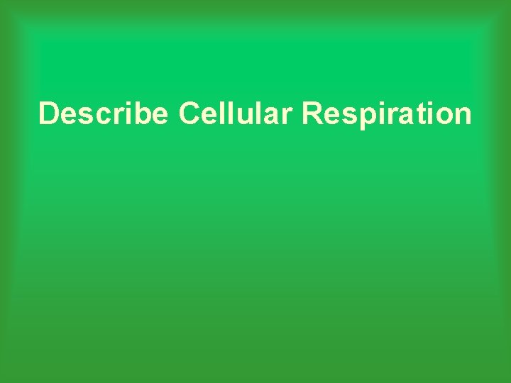 Describe Cellular Respiration 