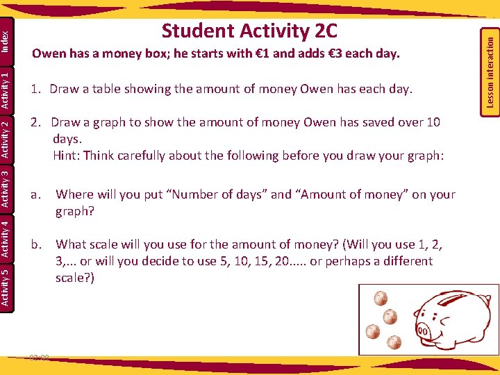 a. Activity 5 Where will you put “Number of days” and “Amount of money” a. Activity 5 Where will you put “Number of days” and “Amount of money”