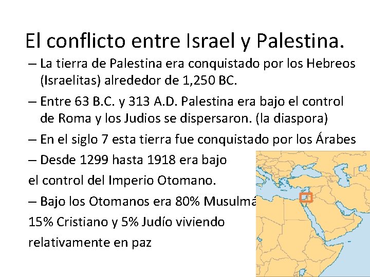 El conflicto entre Israel y Palestina. – La tierra de Palestina era conquistado por