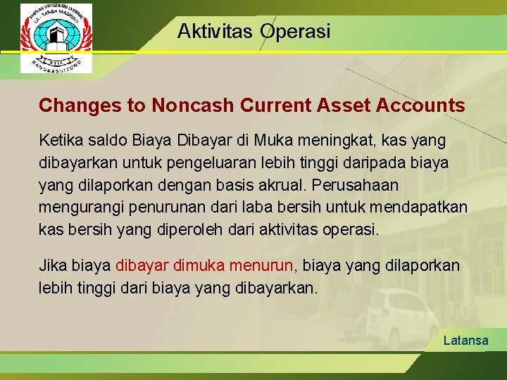 Aktivitas Operasi Changes to Noncash Current Asset Accounts Ketika saldo Biaya Dibayar di Muka