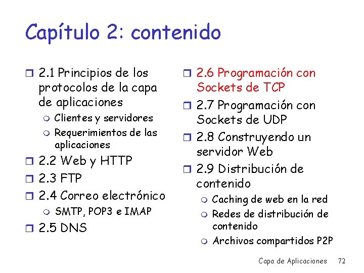 Capítulo 2: contenido r 2. 1 Principios de los protocolos de la capa de