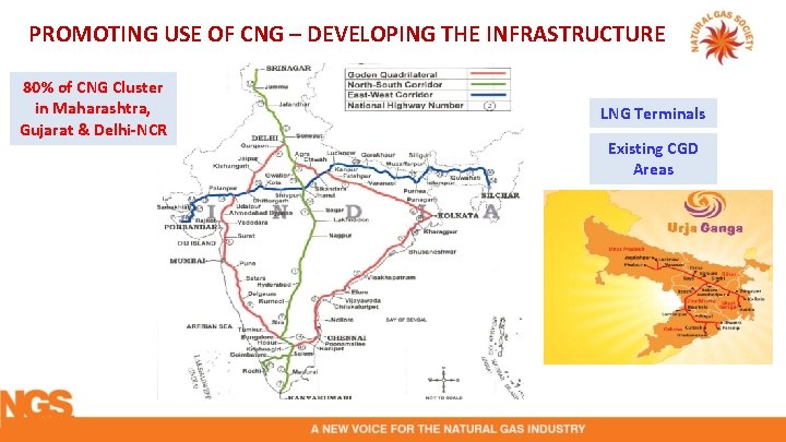 PROMOTING USE OF CNG – DEVELOPING THE INFRASTRUCTURE 80% of CNG Cluster in Maharashtra,
