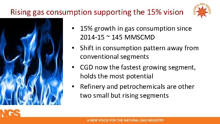 Rising gas consumption supporting the 15% vision • 15% growth in gas consumption since