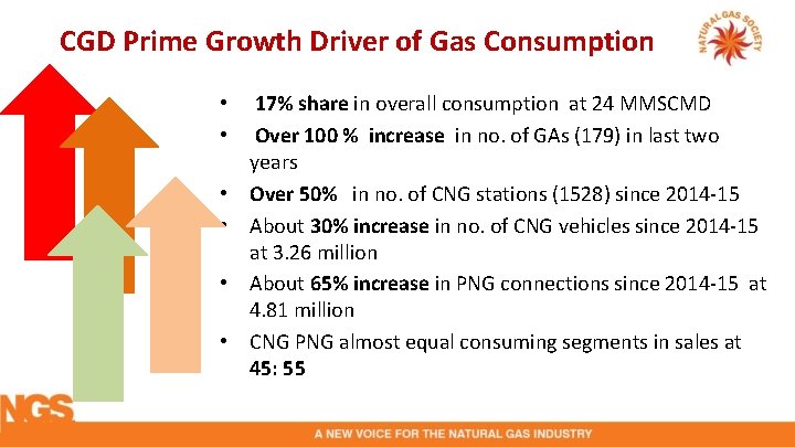 CGD Prime Growth Driver of Gas Consumption • • • 17% share in overall