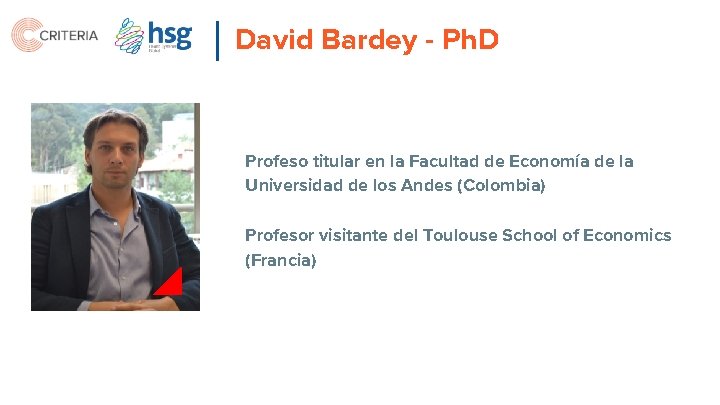 David Bardey - Ph. D Espacio para foto Profeso titular en la Facultad de