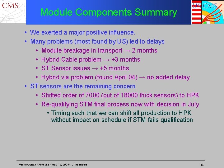 Module Components Summary • We exerted a major positive influence. • Many problems (most
