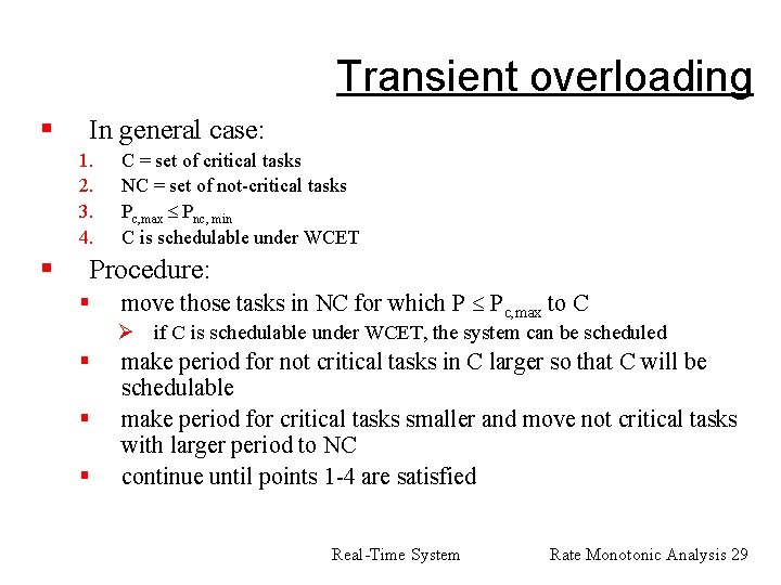 Transient overloading § In general case: 1. 2. 3. 4. § C = set