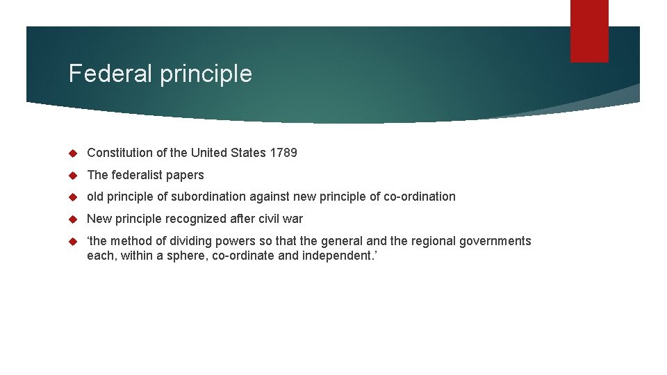 Federal principle Constitution of the United States 1789 The federalist papers old principle of
