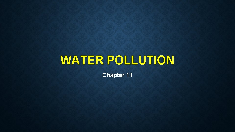 WATER POLLUTION Chapter 11 