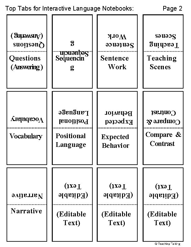 Expected Behavior Positional Language Sentence Work Expected Behavior Teaching Scenes Compare & Contrast (Editable