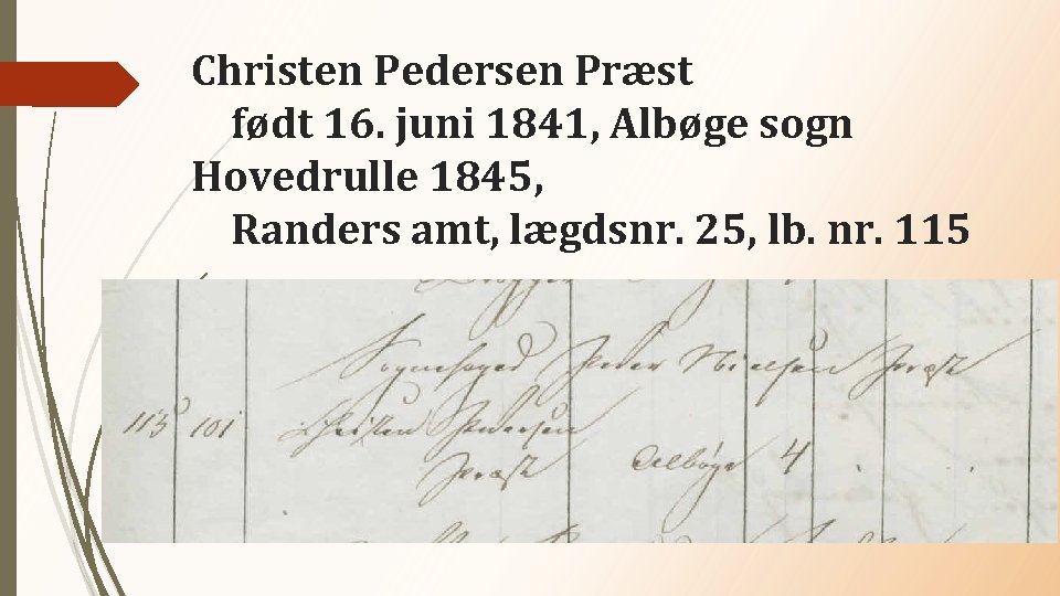 Christen Pedersen Præst født 16. juni 1841, Albøge sogn Hovedrulle 1845, Randers amt, lægdsnr.