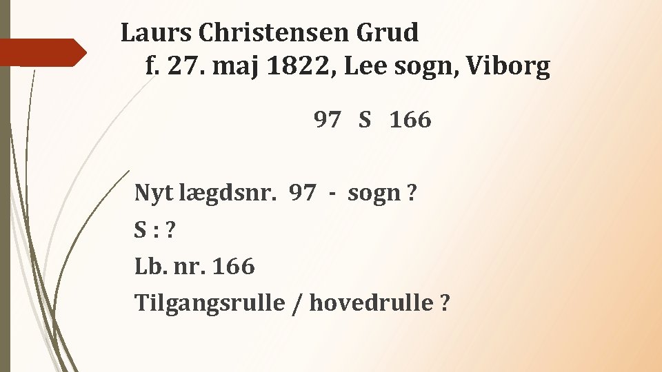 Laurs Christensen Grud f. 27. maj 1822, Lee sogn, Viborg 97 S 166 Nyt