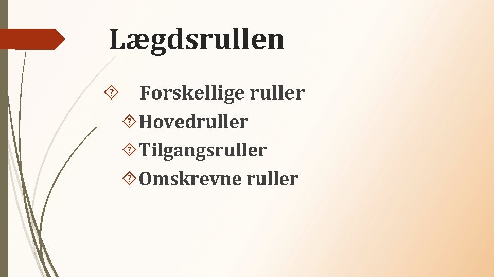 Lægdsrullen Forskellige ruller Hovedruller Tilgangsruller Omskrevne ruller 