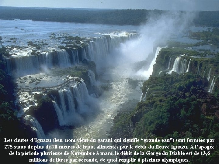 Les chutes d’Iguazu (leur nom vient du garani qui signifie “grande eau”) sont formées