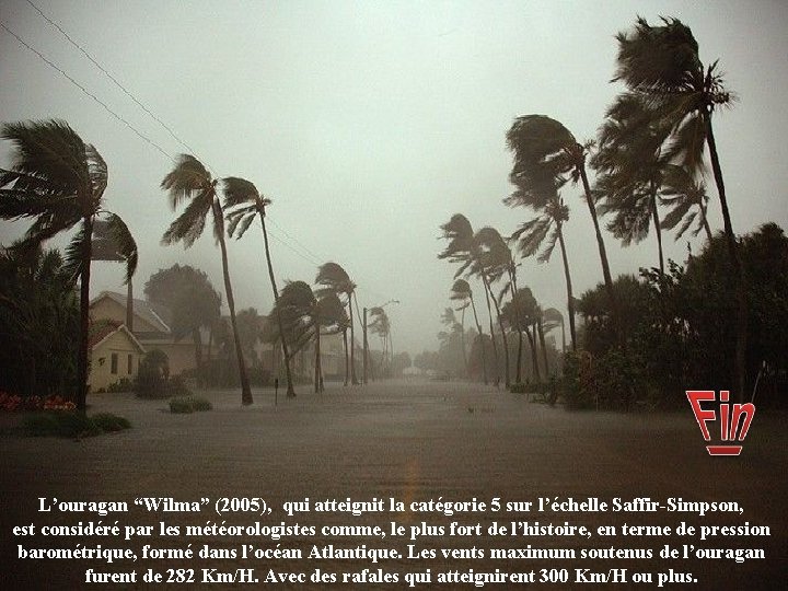 L’ouragan “Wilma” (2005), qui atteignit la catégorie 5 sur l’échelle Saffir-Simpson, est considéré par
