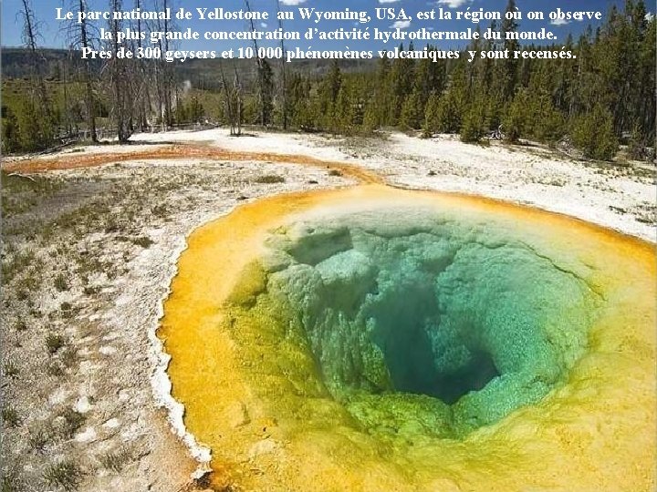 Le parc national de Yellostone au Wyoming, USA, est la région où on observe