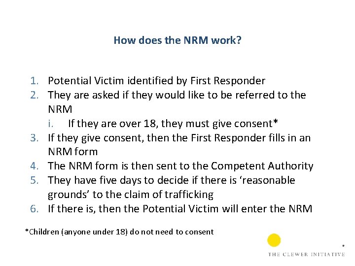 How does the NRM work? 1. Potential Victim identified by First Responder 2. They