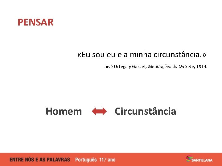 PENSAR «Eu sou eu e a minha circunstância. » José Ortega y Gasset, Meditações