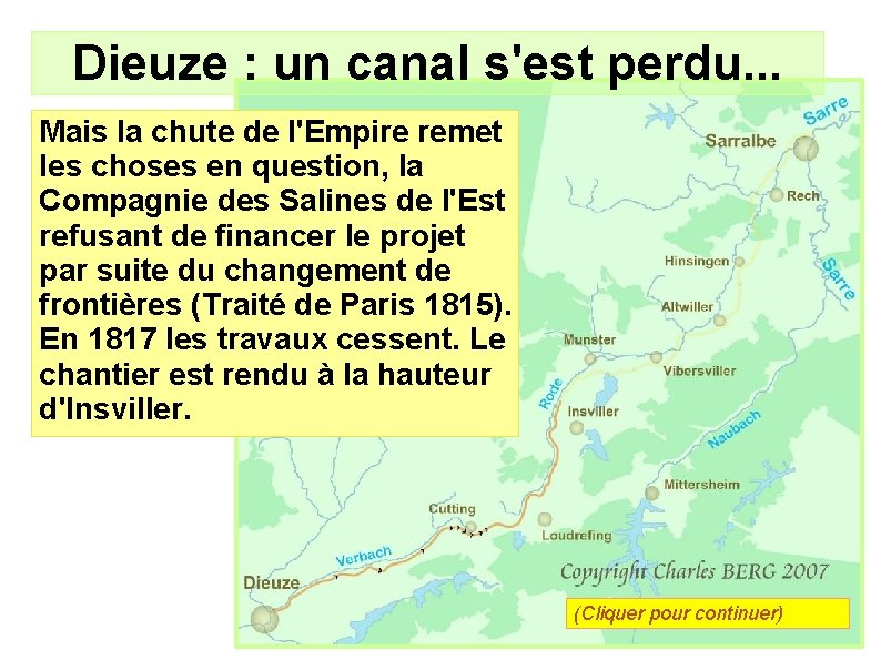 Dieuze : un canal s'est perdu. . . Mais la chute de l'Empire remet