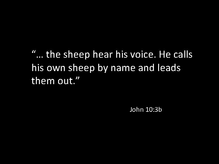 “… the sheep hear his voice. He calls his own sheep by name and