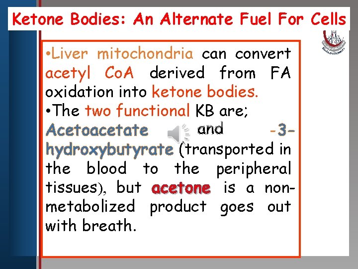 Ketone Bodies: An Alternate Fuel For Cells Click to edit Master title style •