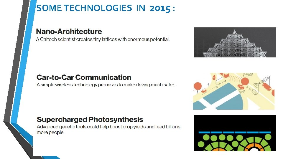 SOME TECHNOLOGIES IN 2015 : SOME TECHNOLOGIES IN 2015 :