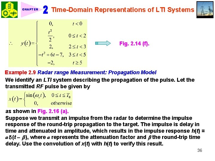 CHAPTER Time-Domain Representations of LTI Systems Fig. 2. 14 (f). Example 2. 9 Radar