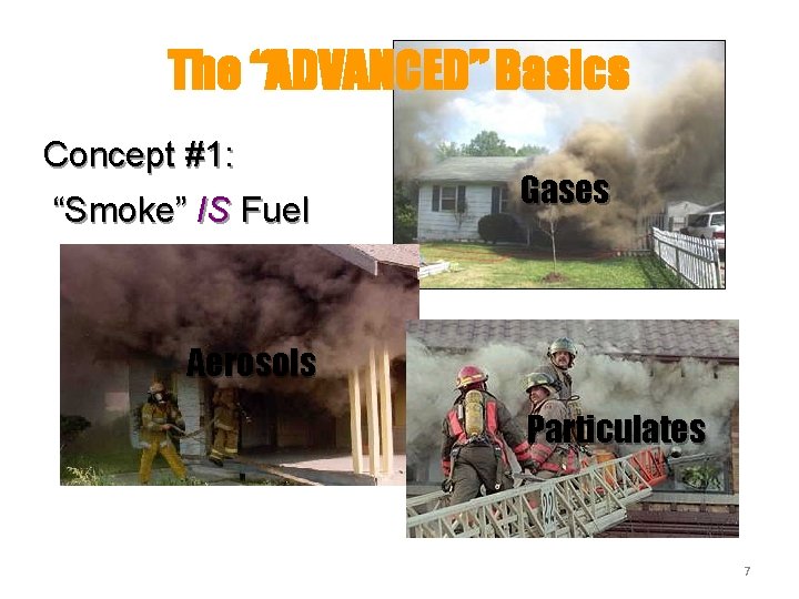 The “ADVANCED” Basics Concept #1: “Smoke” IS Fuel Gases Aerosols Particulates 7 