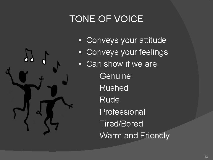 TONE OF VOICE • Conveys your attitude • Conveys your feelings • Can show