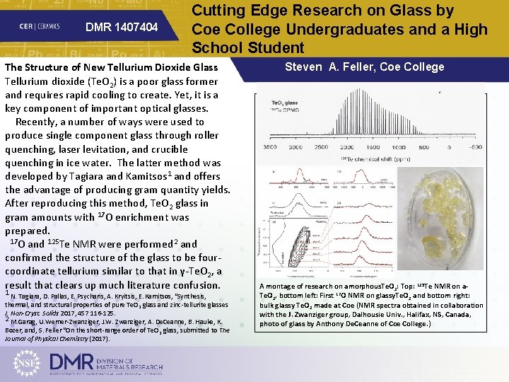 DMR 1407404 Cutting Edge Research on Glass by Coe College Undergraduates and a High