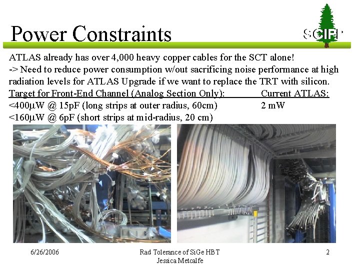 Power Constraints SCIPP ATLAS already has over 4, 000 heavy copper cables for the