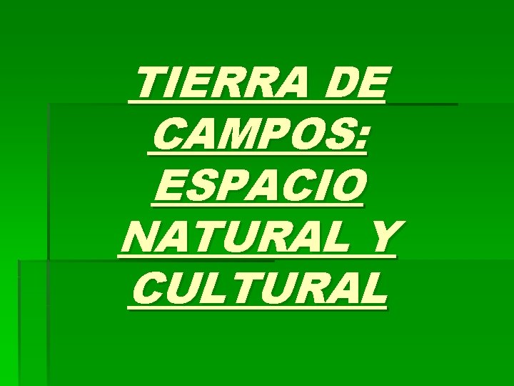 TIERRA DE CAMPOS: ESPACIO NATURAL Y CULTURAL 