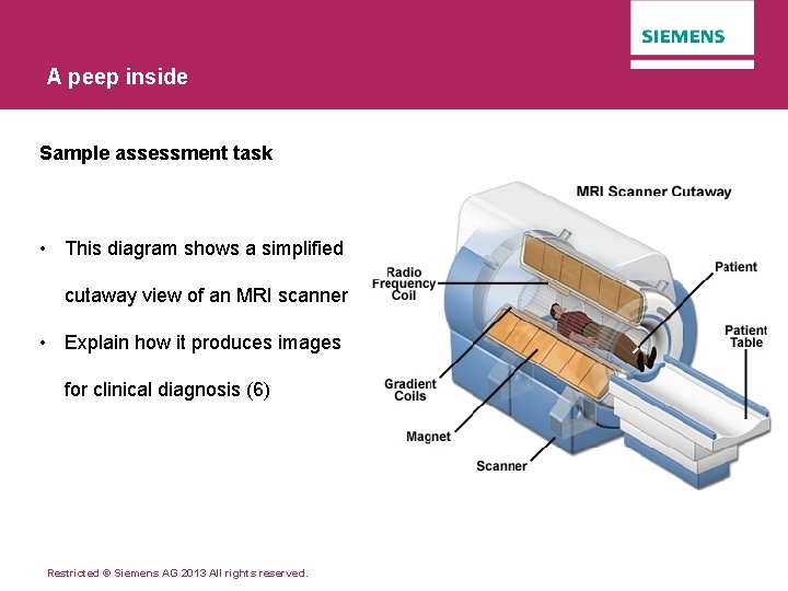 A peep inside Sample assessment task • This diagram shows a simplified cutaway view